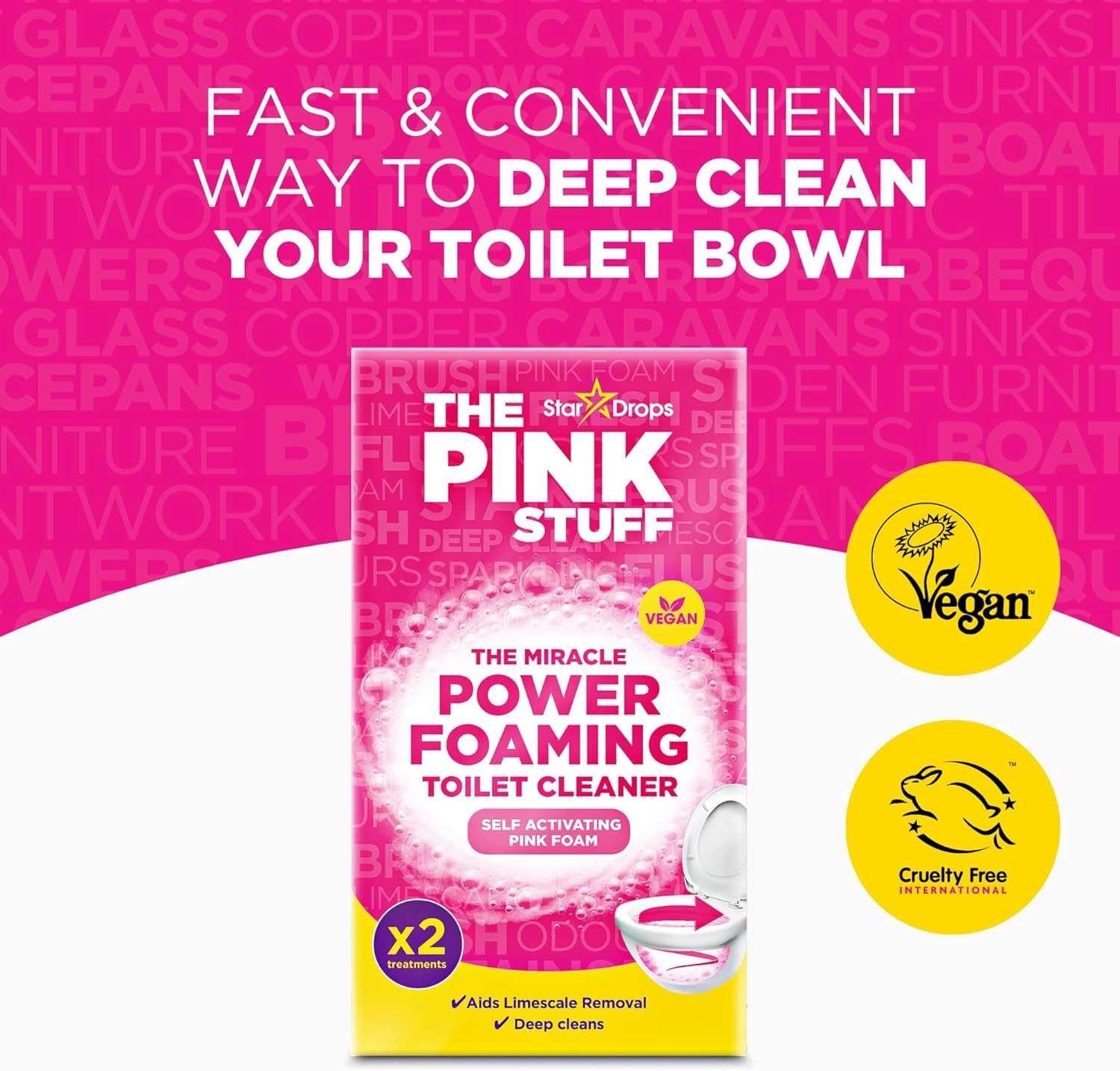 The Pink Stuff Miracle Foaming Toilet Cleaner – Deep Clean with Fresh Fragrance