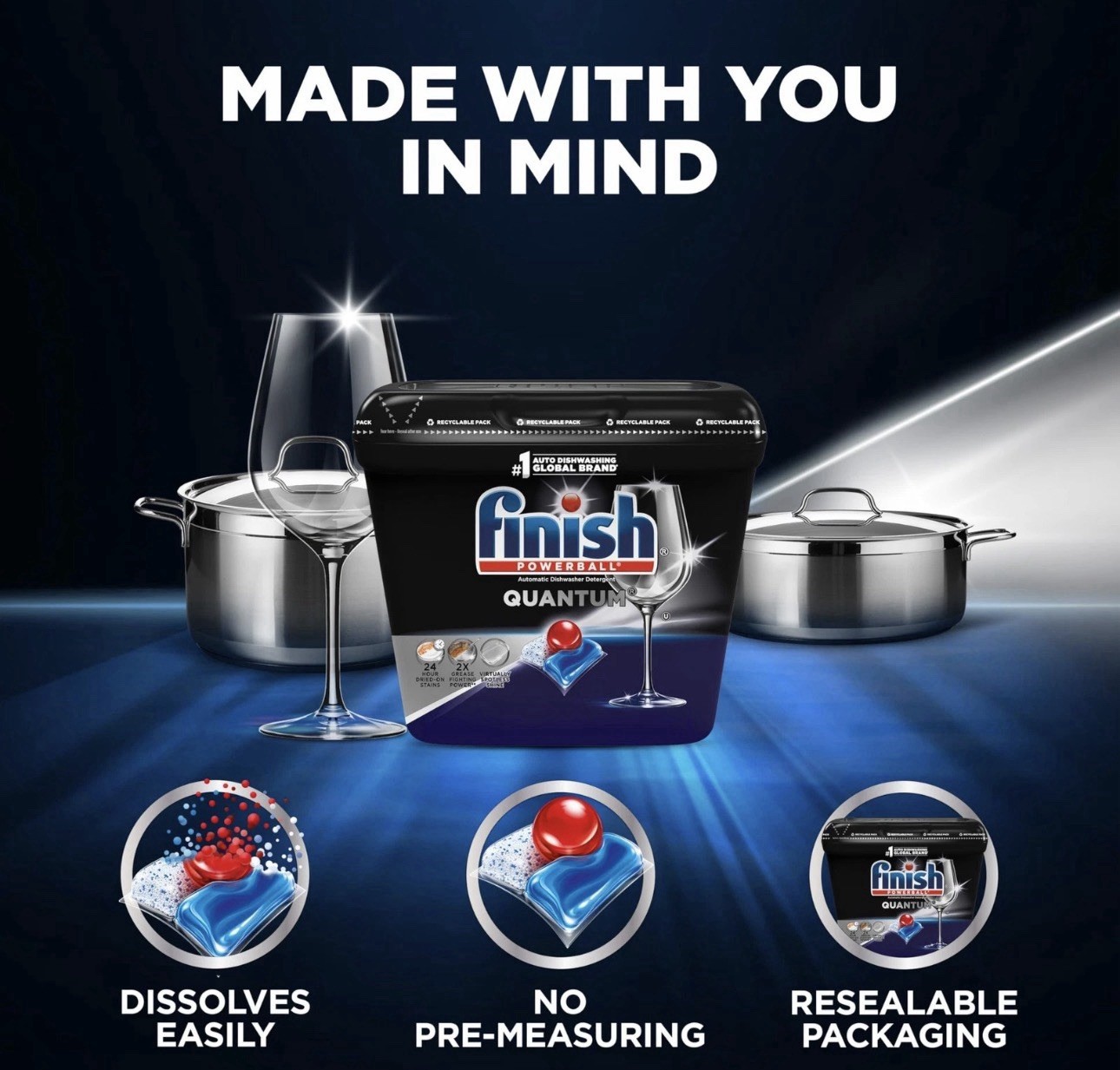 🔥(2-PACK) Finish Quantum Advanced Dishwasher Pods Dishwashing Detergent 28 Tabs