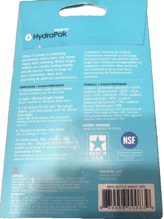 Hydrapak Bottle Bright Biodegradable Bottle Cleaning Tablets Ships N 24h