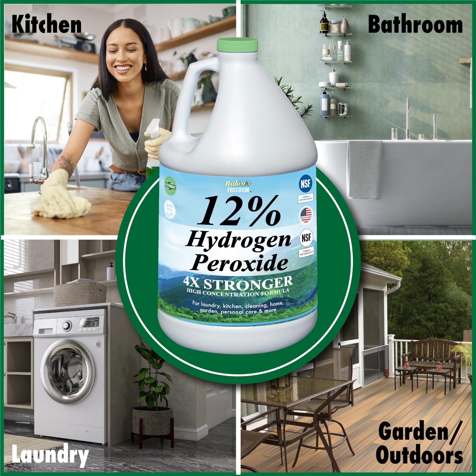 12% Hydrogen Peroxide, Food Grade H2O2 and Purified Water Only, NSF Listed, 1…