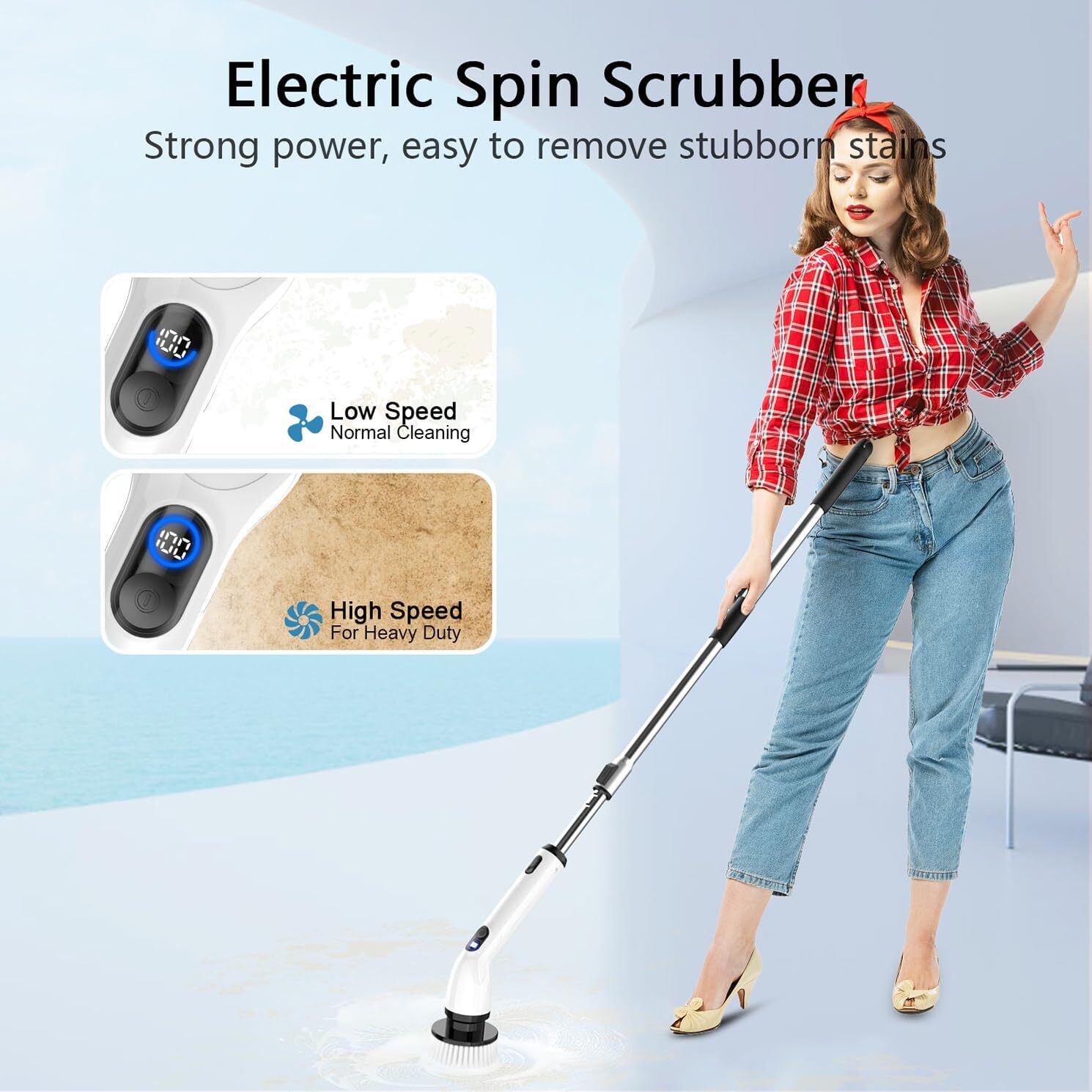 Electric Spin Scrubber, Full-Body IPX7 Waterproof Bathroom Scrubber