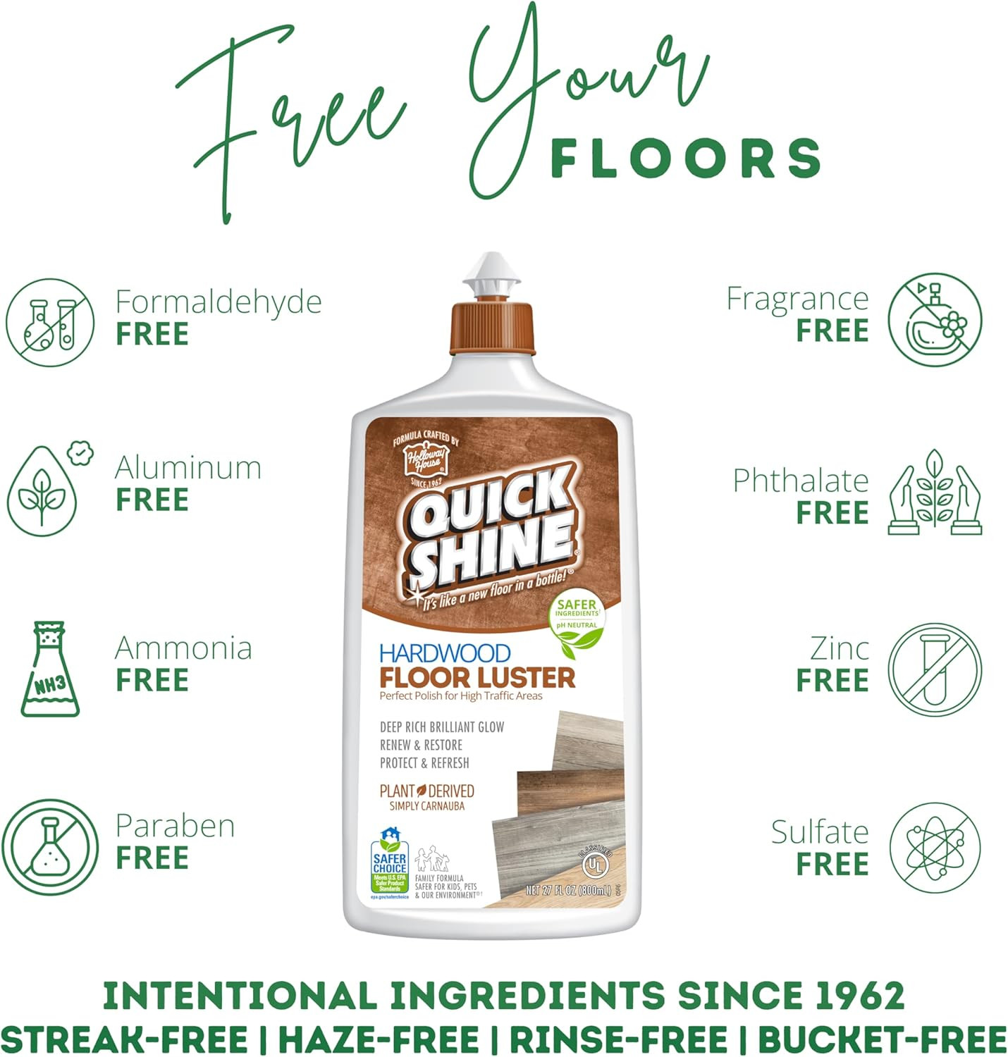 Hardwood Floor Luster-Polish 27Oz-2Pk | Plant-Derived W/Carnauba | Safer Choice,