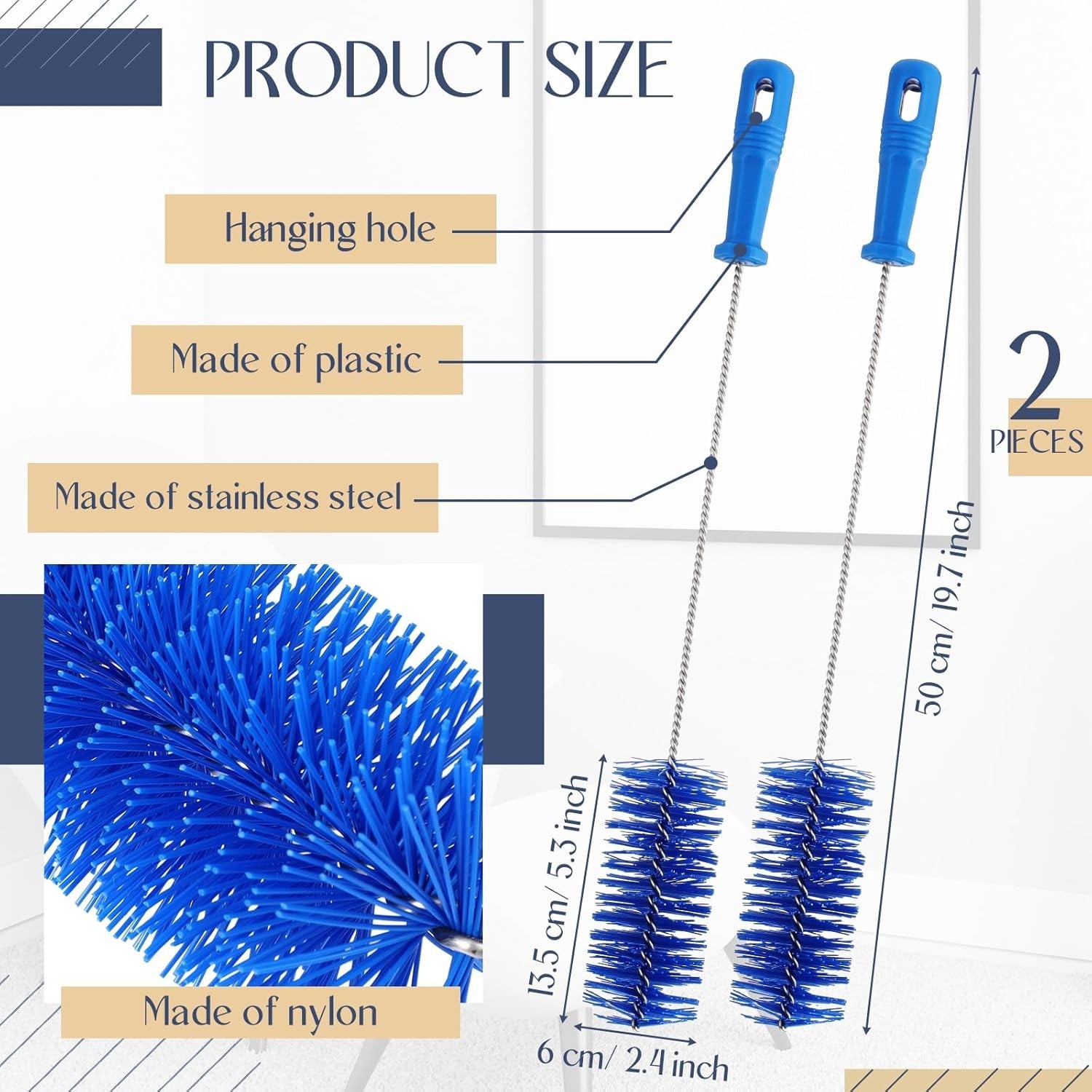 Flexible Drain Brush Set – Blue, 19.7 Inch