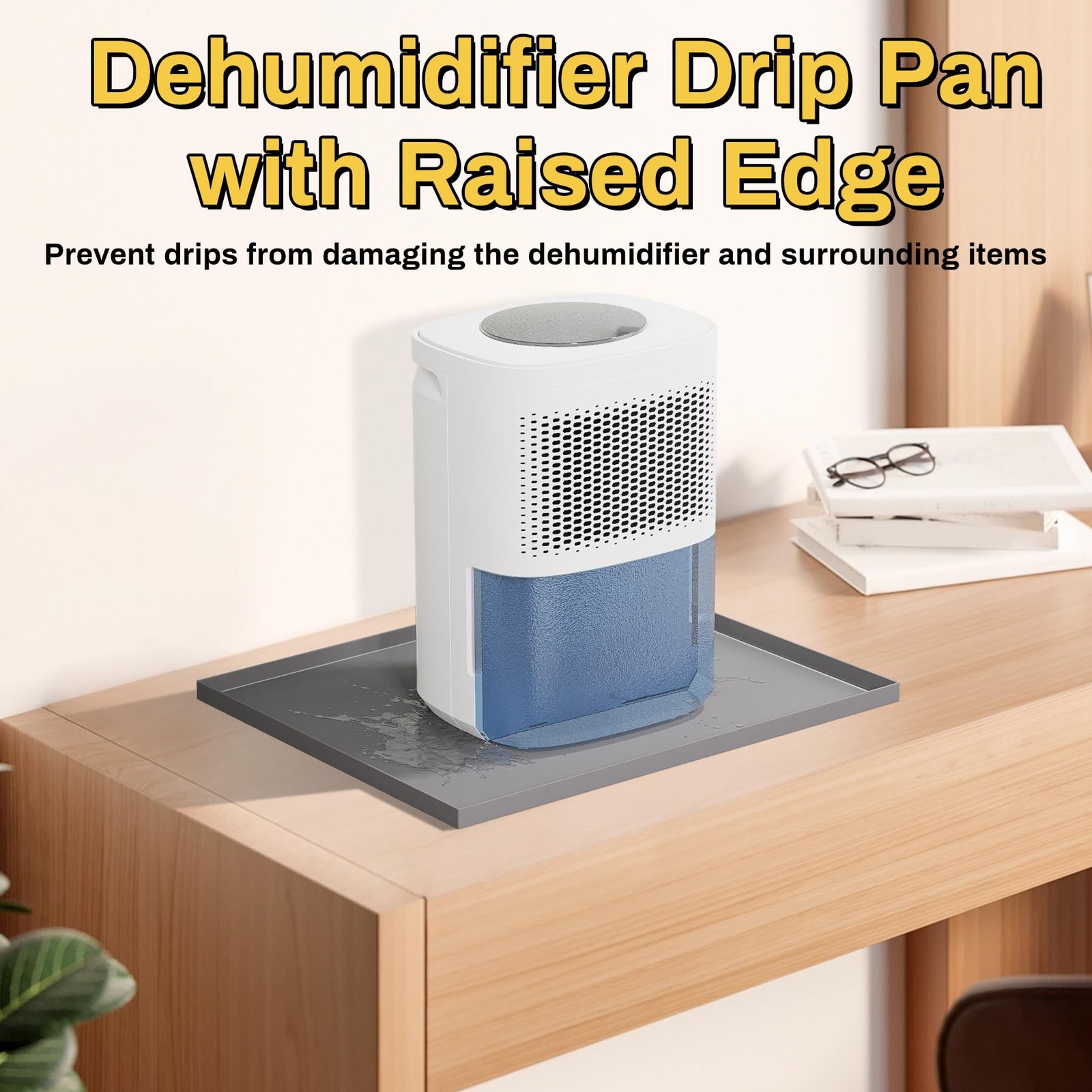 Dehumidifier Drip Pan Mat for Leaks 16×12 Inch Waterproof Gray Non-Slip