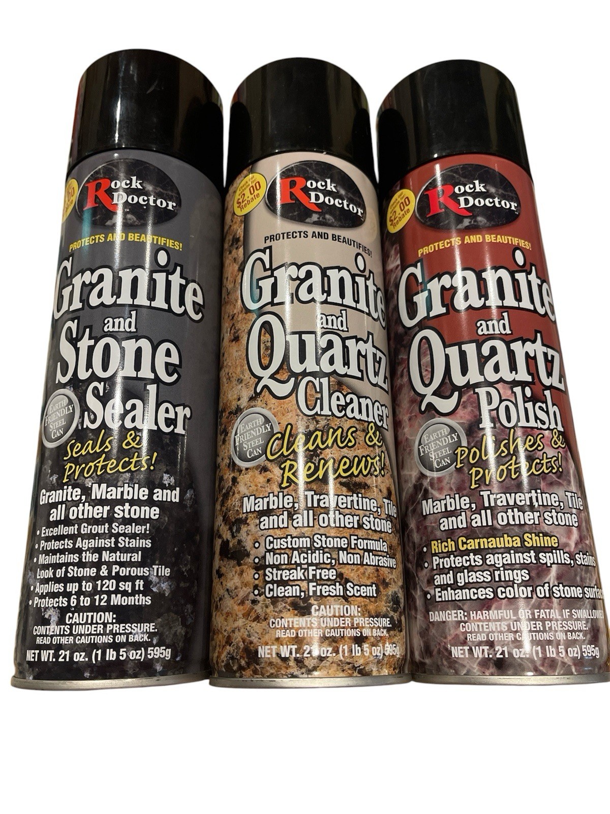 Rock Doctor Granite & Quartz Care Kit 3 Piece Countertop Stone Care Combo 21 Oz