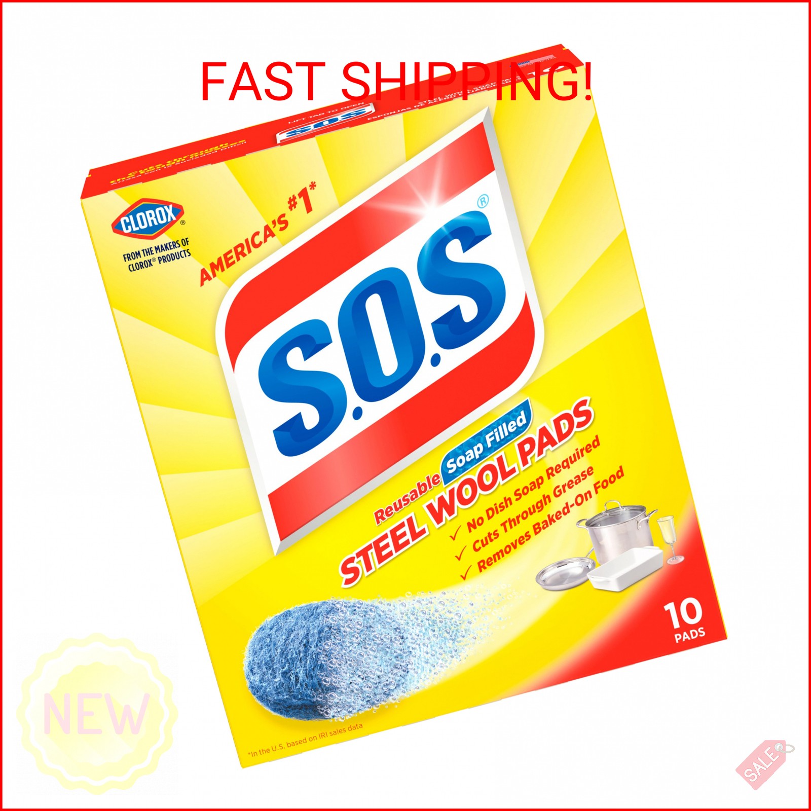 S.O.S Steel Wool Soap Pads, 10 Count