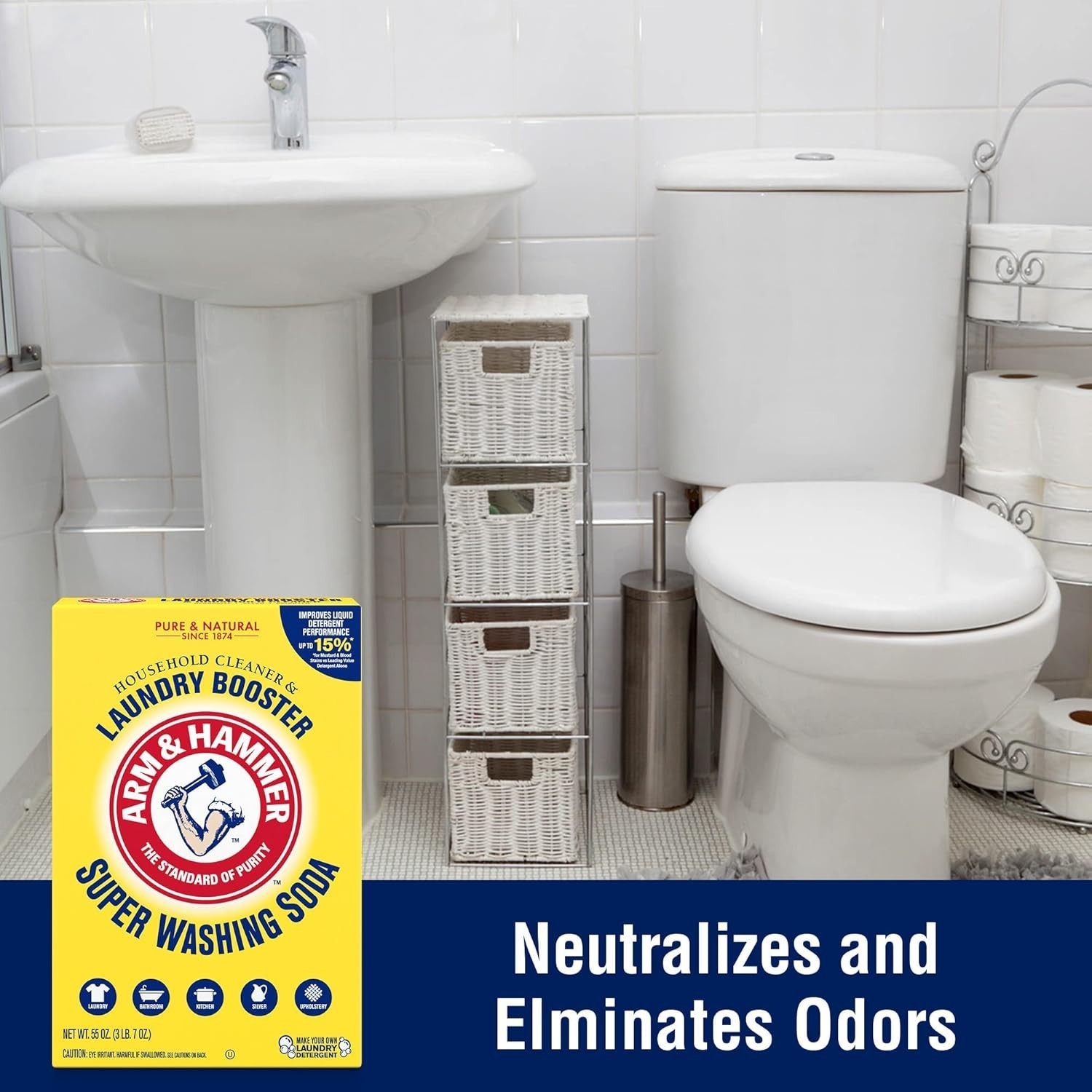 Arm & Hammer Super Washing Soda Detergent Booster & Household Cleaner, 55 Oz.