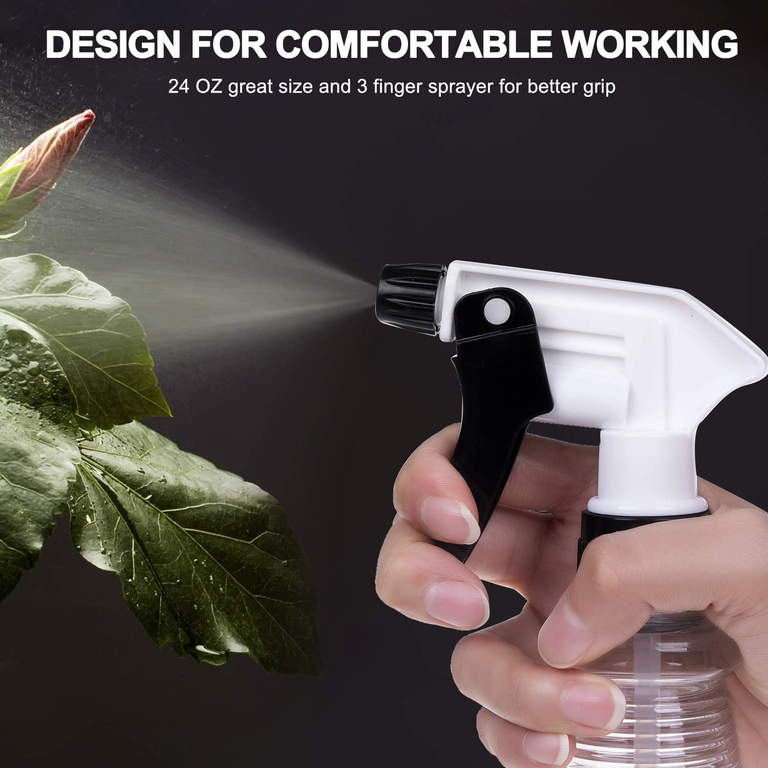 Plastic Spray Bottle 24oz 3 Pack for Cleaning Solutions, Car Detailing Care, &