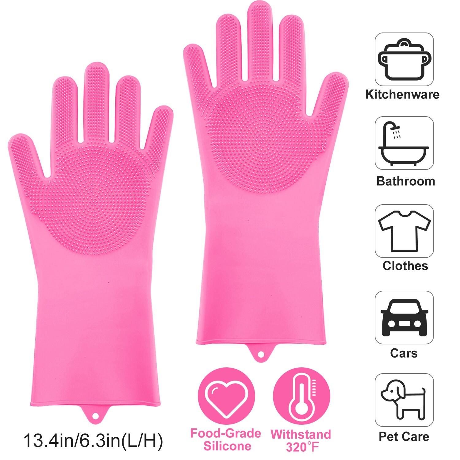 2 * Cleaning Gloves Dishwashing Gloves Silicone Reusable Cleaning Heat Resistant