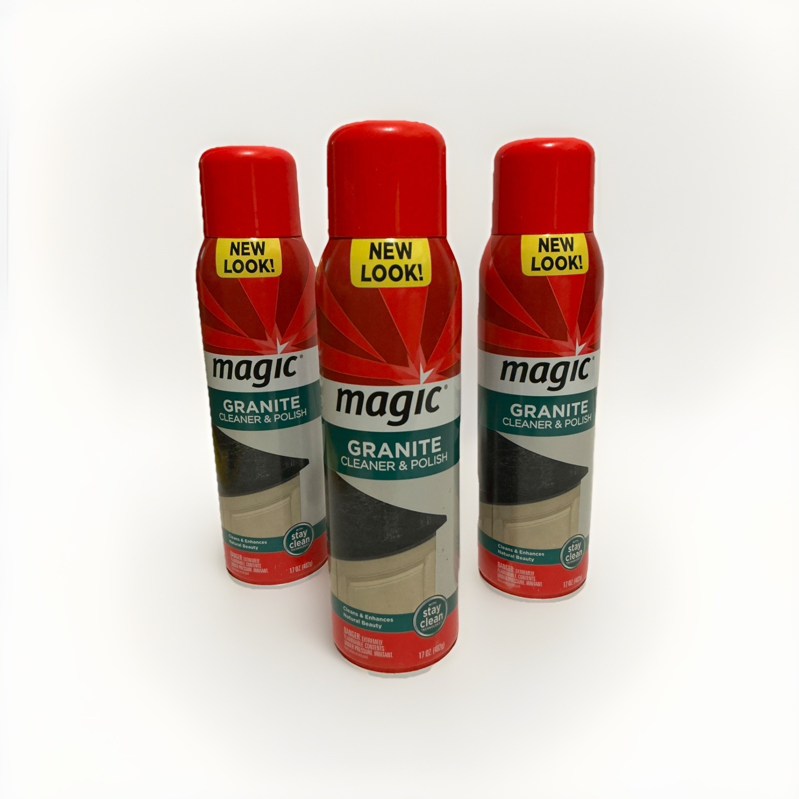 3 Magic Granite Cleaner & Polish Spray Bottle (17 Oz) New