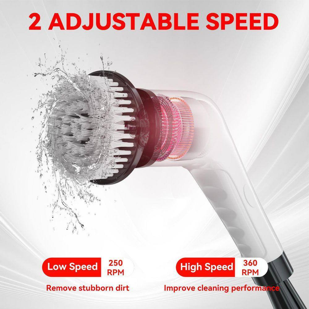 Cordless Portable Carpet Cleaners, Power Scrubber, 2-Speeds, 7-Brush Heads, Long