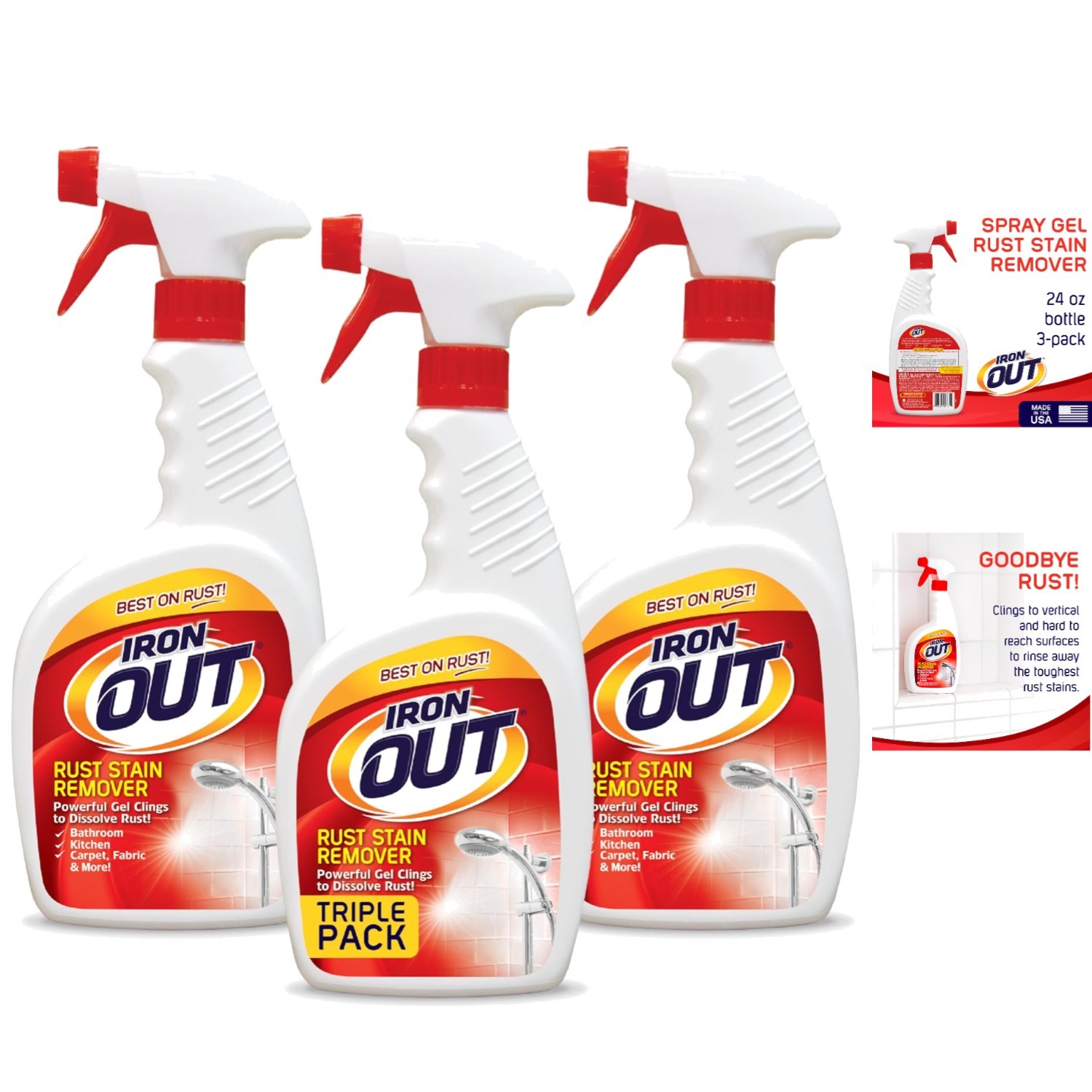 Fragrance-Free Heavy-Duty Rust Stain Remover Gel – No Scrubbing, 24 Oz (3-Pack)