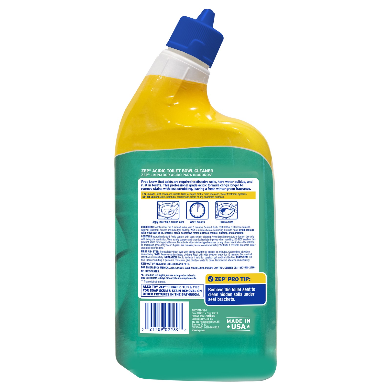 Zep Acidic Toilet Bowl Cleaner – Thicker Clinging Formula