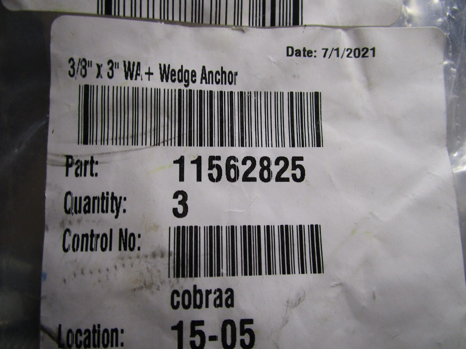 (3) 3/8″ x 3″ WA+ Wedge Anchor