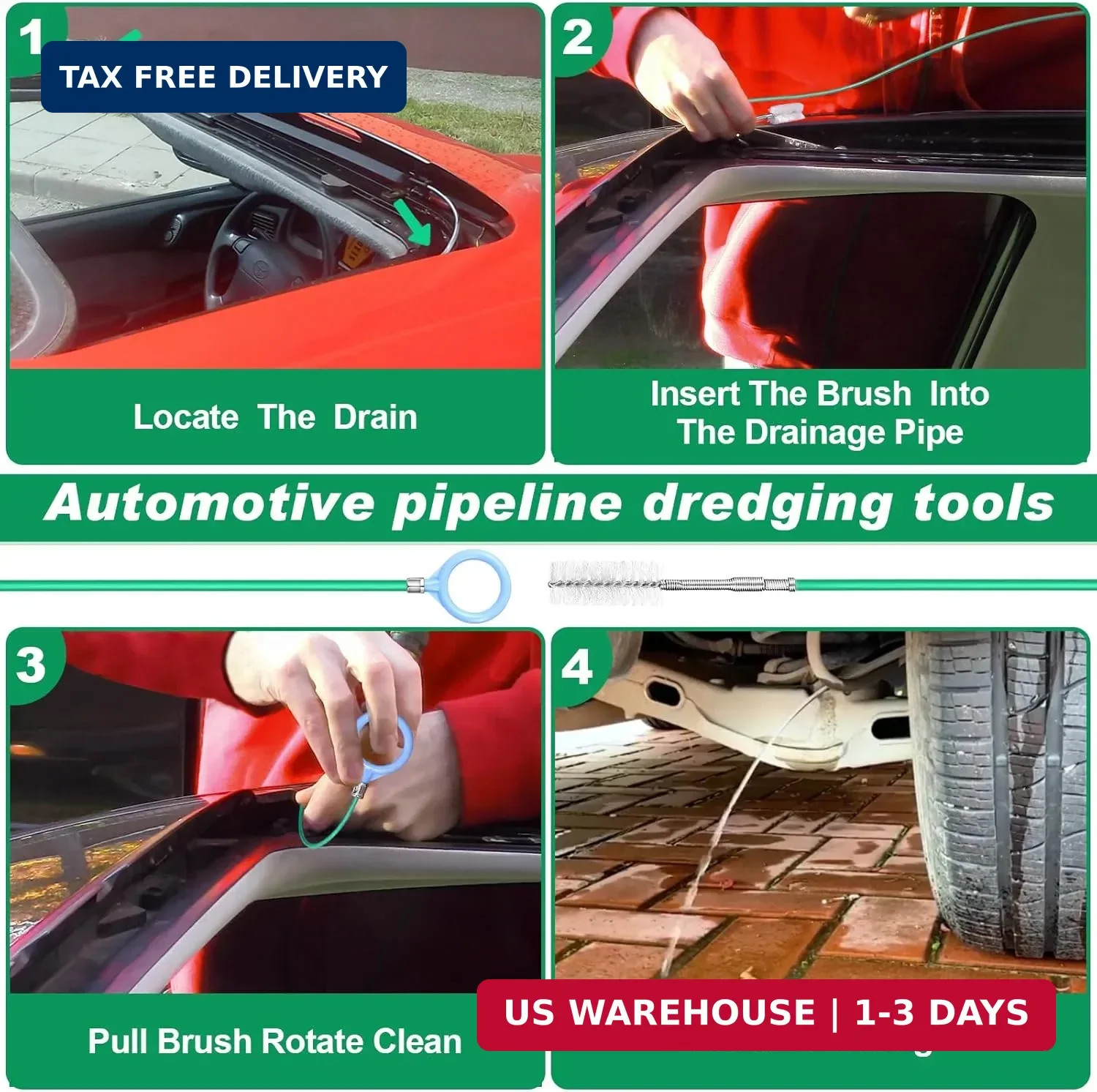 Auto Sunroof Drain Cleaning Tool,118Inch Long Pipe Cleaner for Car,Flexible Tube