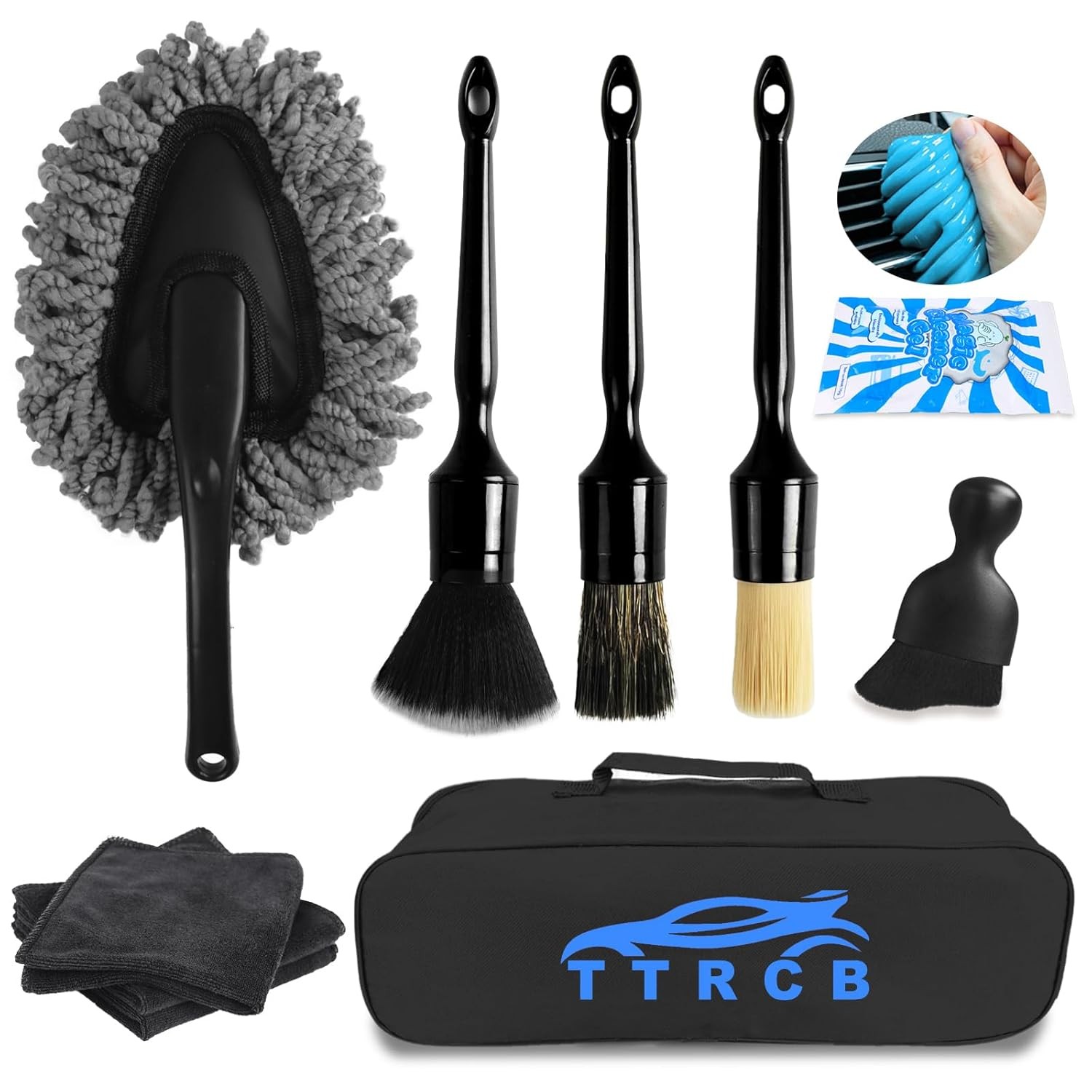 Car Detailing Kit with Brushes and Interior Cleaner Supplies Tools
