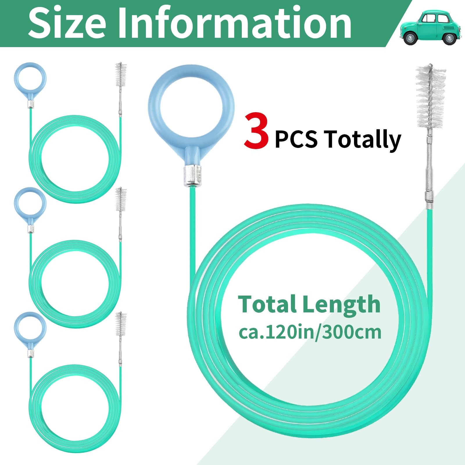 Opvixi 3 pcs Auto Sunroof Drain Cleaning Tool, 120 Inch Long Flexible Tube Cl…