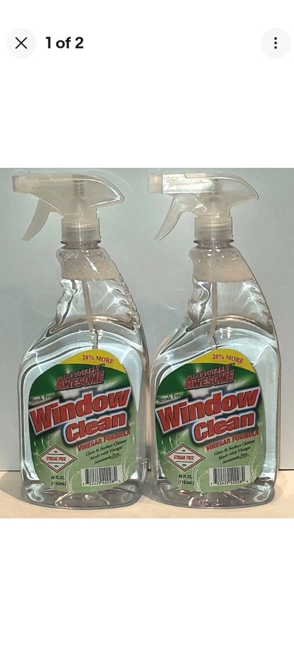 Lot Of 2 LA’S Totally Awesome Window Cleaner Vinegar Formula Streak FREE 40 oz