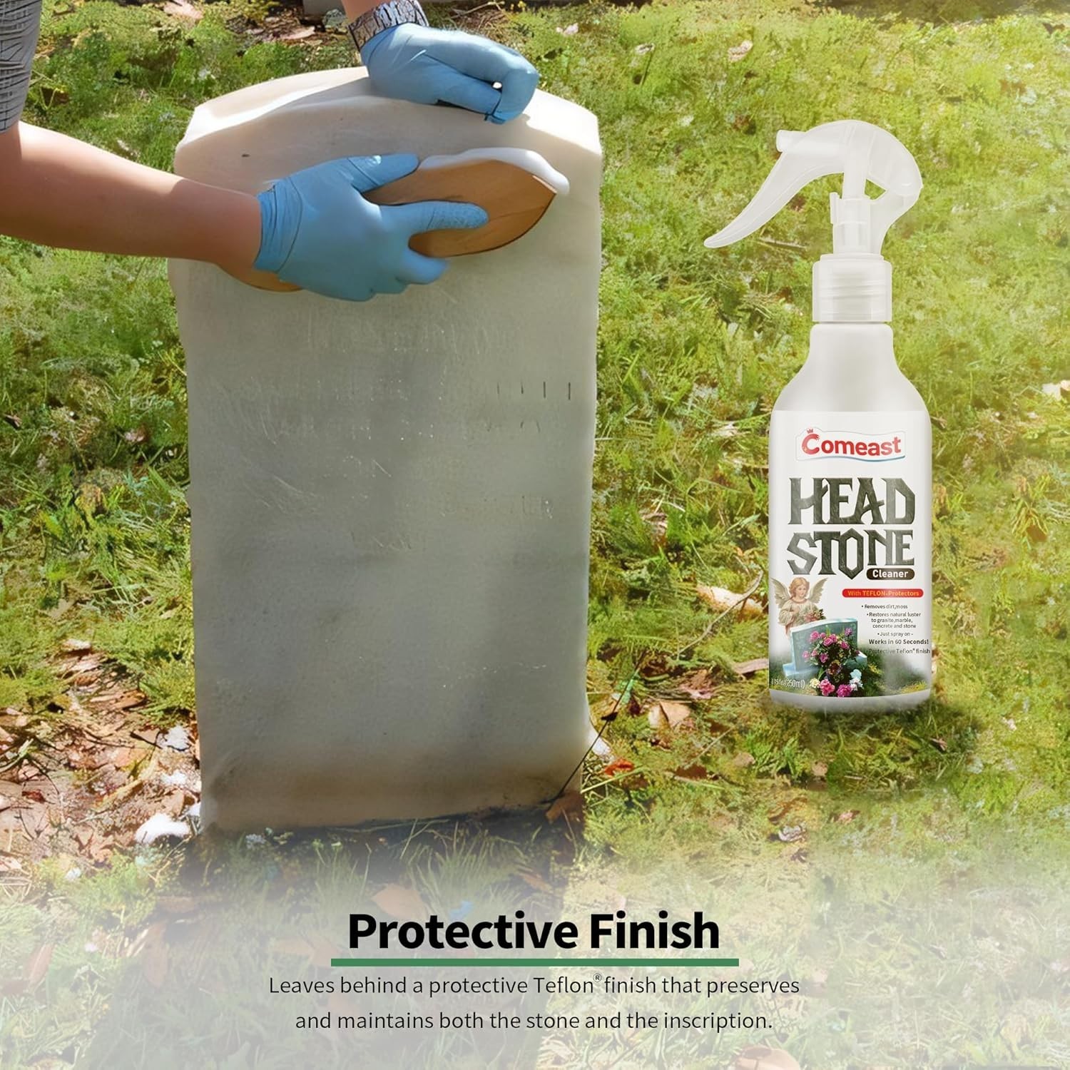 8.45 Fl oz Non-Abrasive Headstone Cleaner – Preserve Gravestone Beauty & Legacy