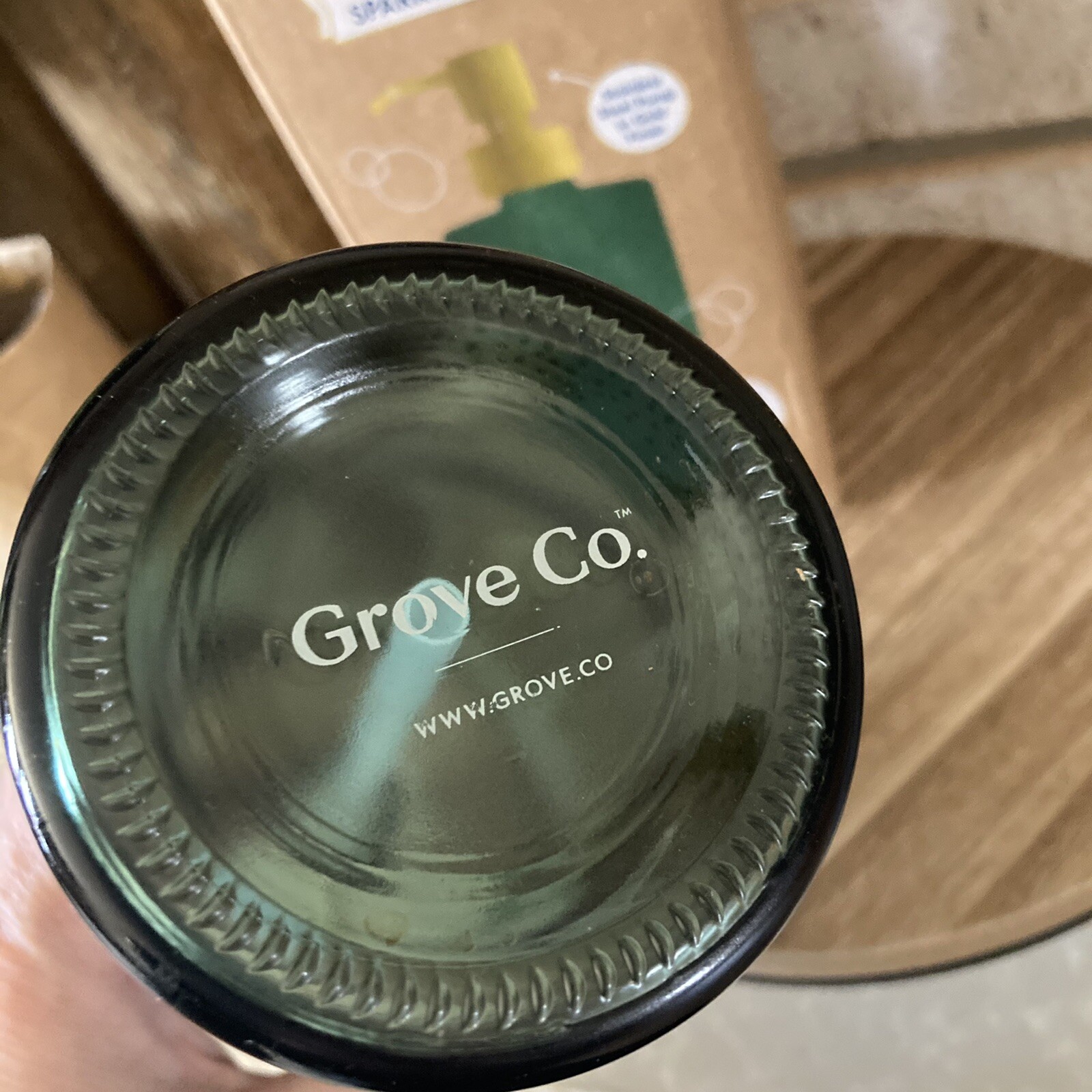 Grove Co GLASS Dish Soap Dispenser – Sparks of Joy – 16oz – Green And Gold *NEW*
