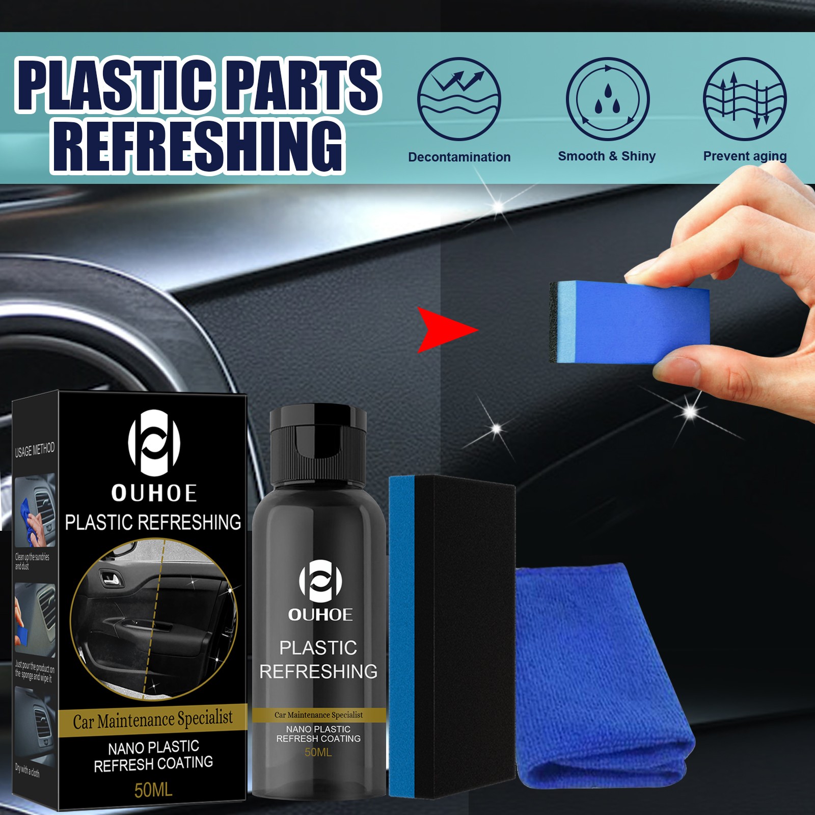 Dashboard Restorer – Car Interior Plastic Trim Restorer & Anti-Dust