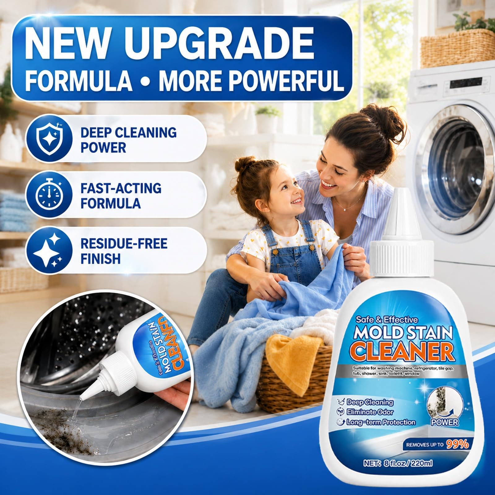 Mold Stain Remover Gel, 8 Fl Oz Heavy-Duty Thick Gel Formula for Washing Mach…