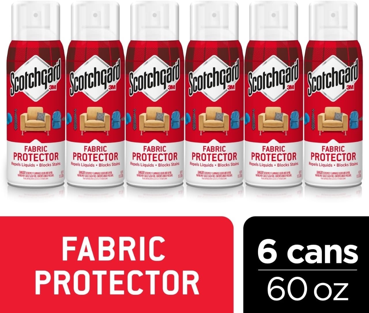 3M Scotchgard Fabric Water Shield Dries Clear & Oderless 10 oz (6 Pack)