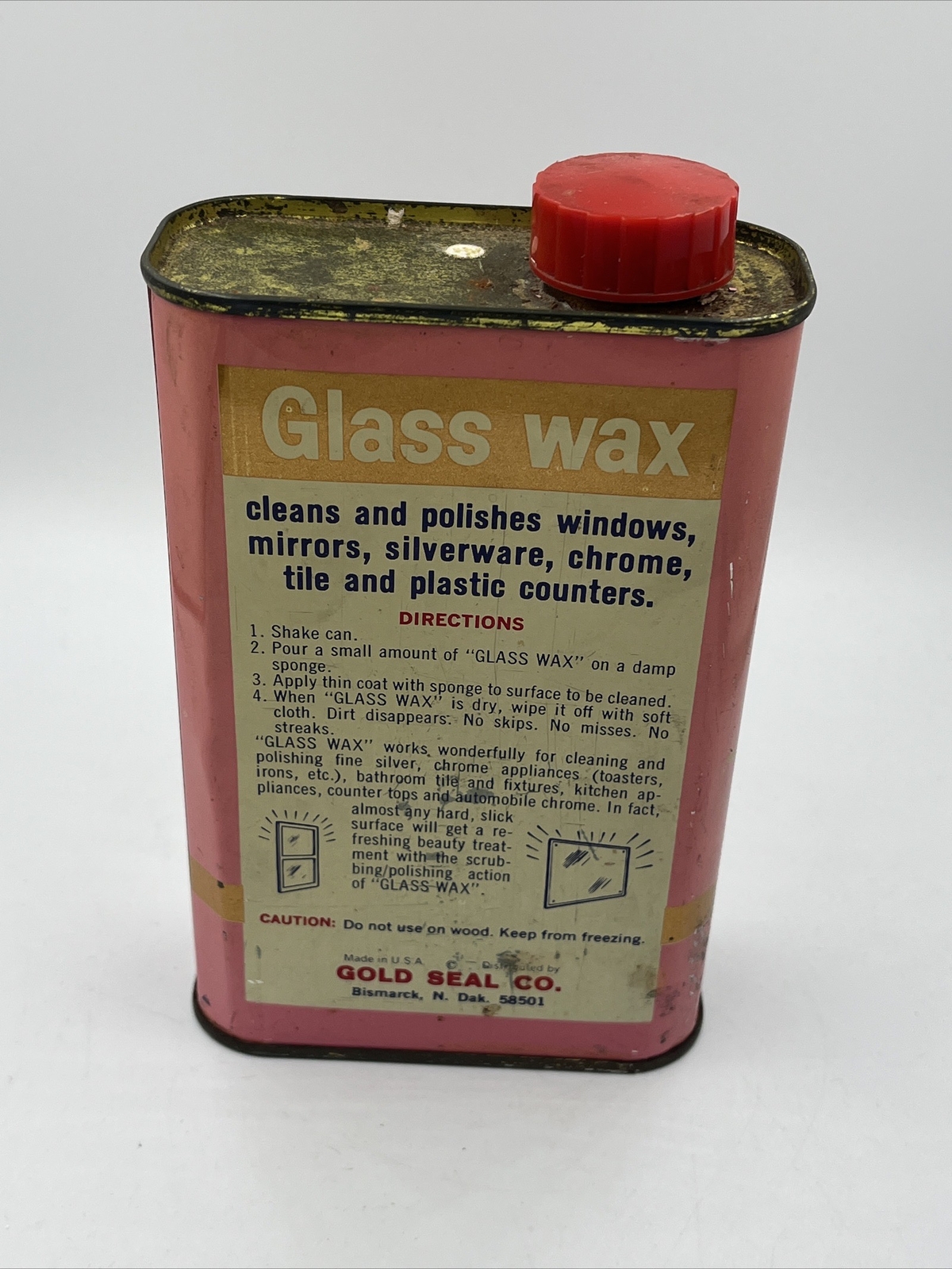 Gold Seal GLASS WAX 16 oz 90% FULL Can Glass & Metal Cleaner