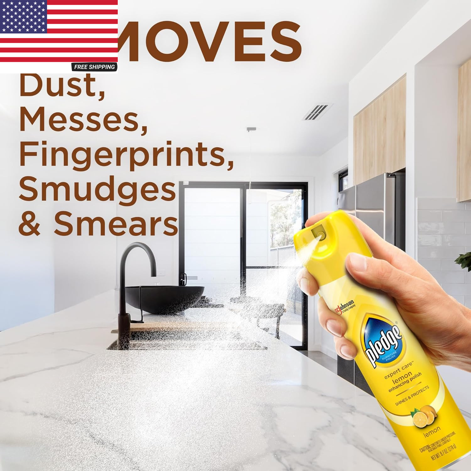 Pledge Enhancing Polish Spray, Wood Furniture & Stainless Steel Polish, Remove D