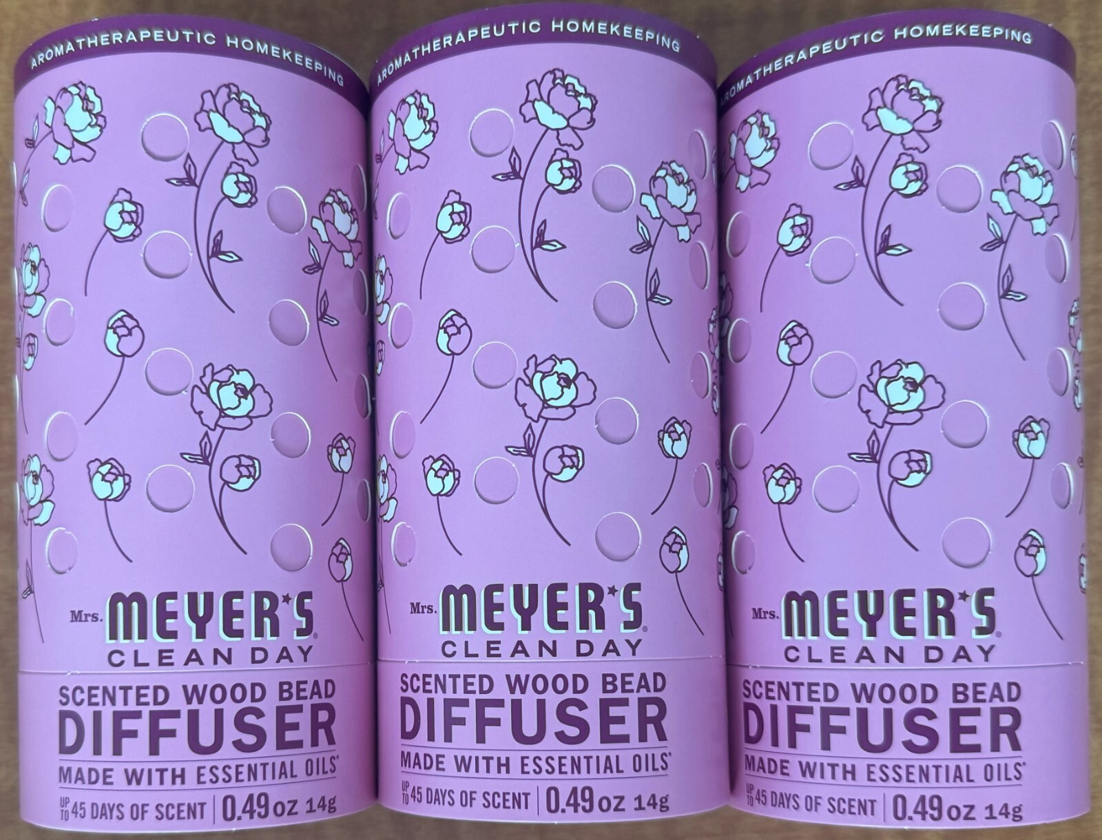 3 Pack Mrs. Meyer’s Clean Day Peony Scented Wood Bead Diffuser 0.49oz (14g) Each