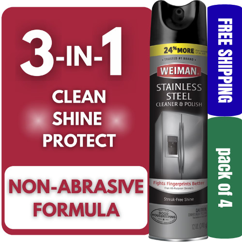 Weiman Stainless Steel Cleaner & Polish Spray 12 oz Floral Scent Pack of 4