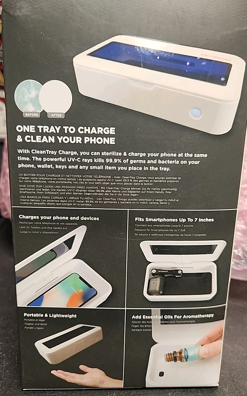 NEW Keysmart CleanTray Charger + UV Light Sterilization Case UV-C Kills 99.9%