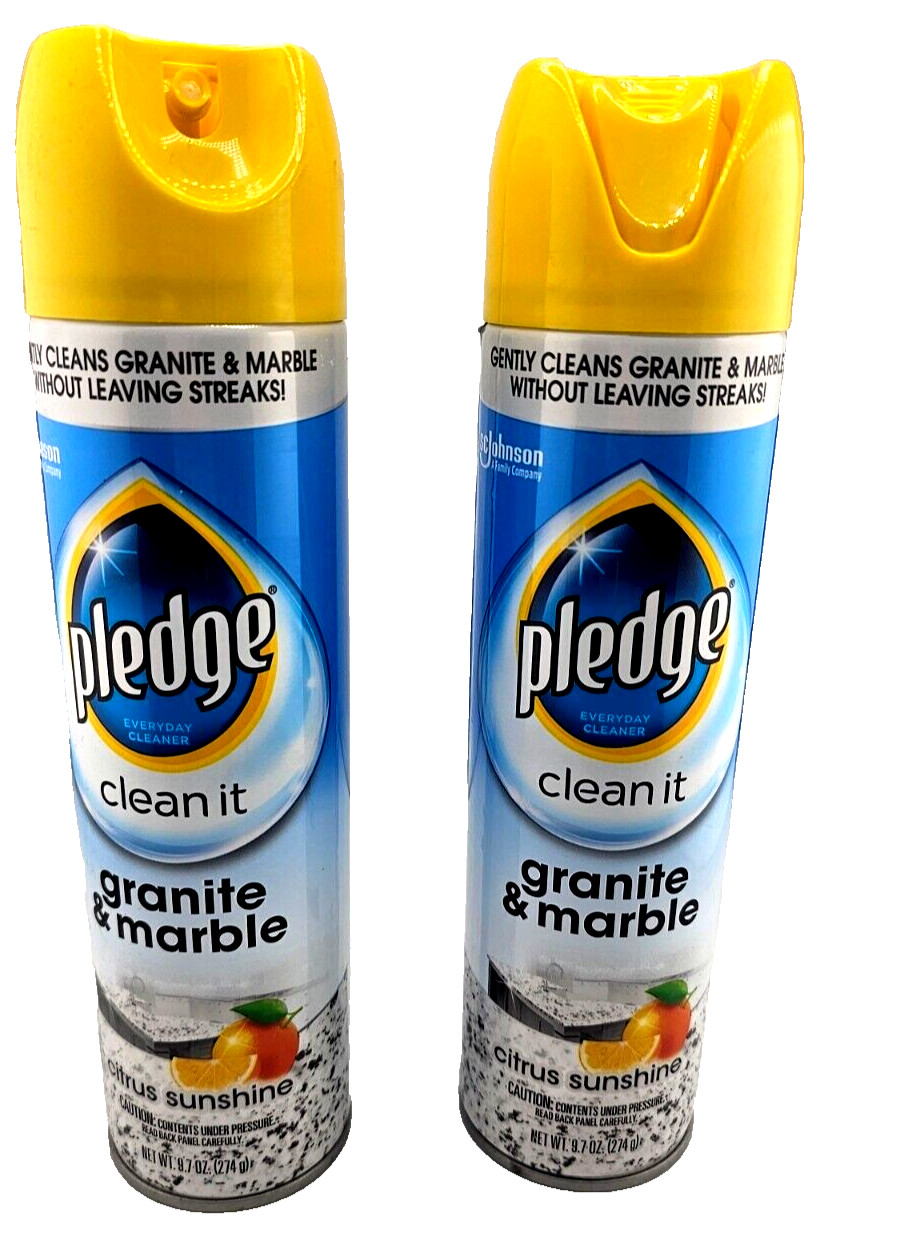 Pledge Granite & Marble Clean It Spray Citrus Sunshine 9.7 oz New 2pcs