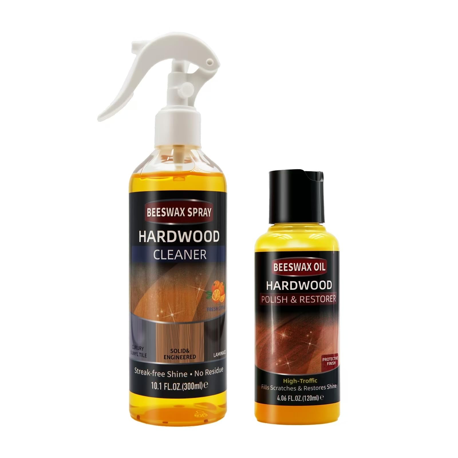 Furniture Polish Kit: Wood Cleaner Spray & Nourishing Care Oil – For Floors, …