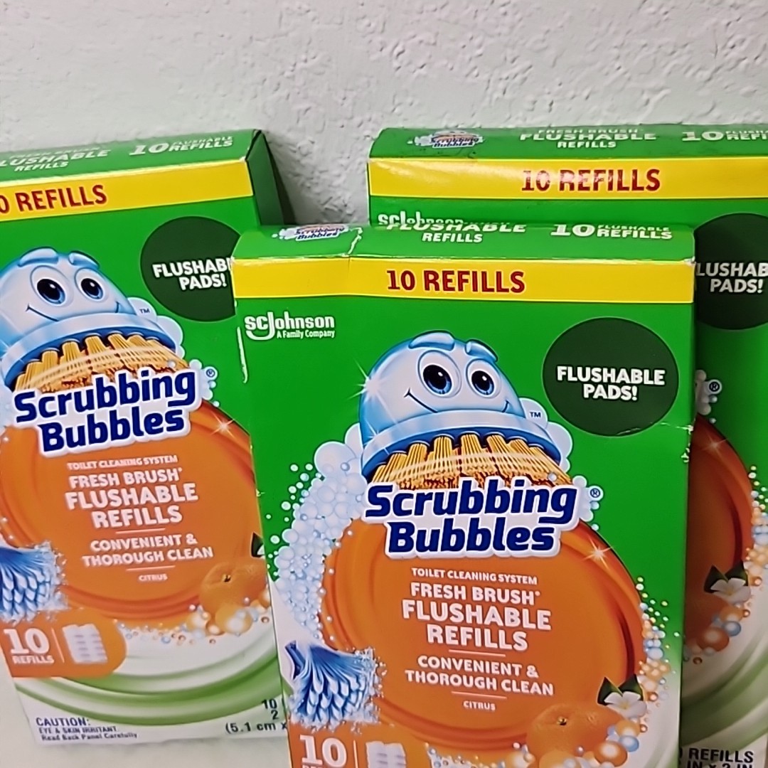 New Scrubbing Bubbles Fresh Brush Flushable Refills 30ct Toilet Pads 3 Boxes