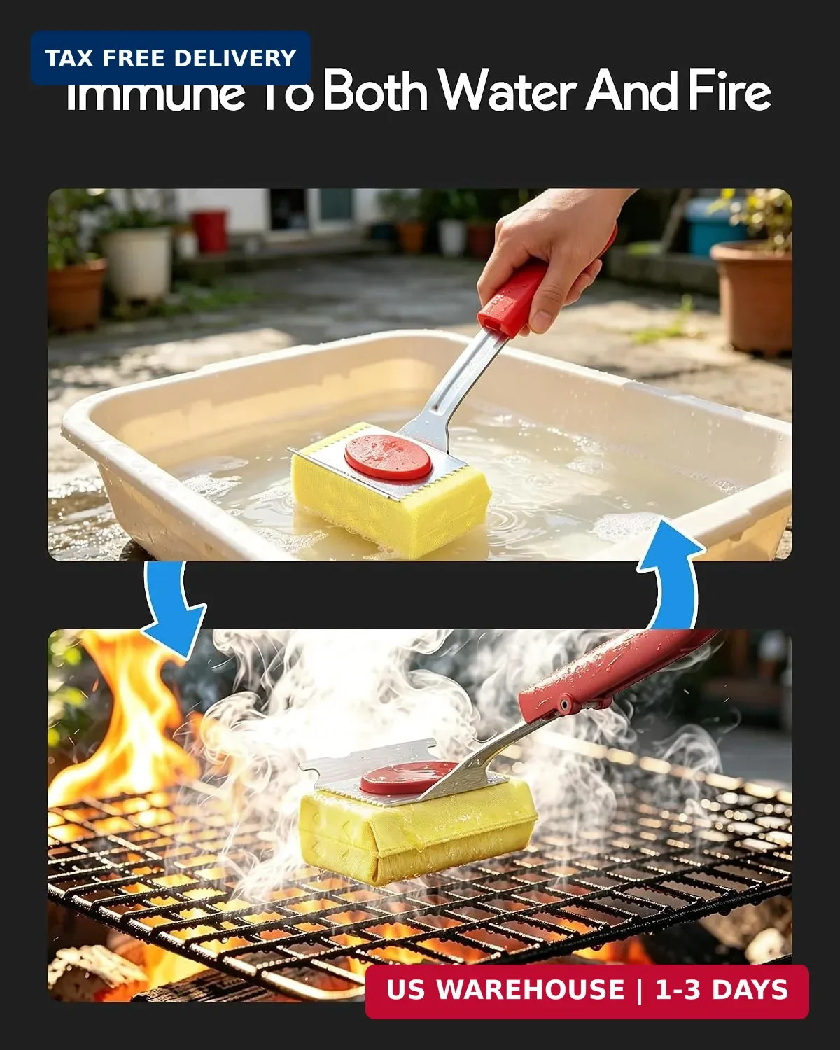 Grill Brush Bristle Free, Steam Grill Cleaning Brush with Scraper, One-Fit-All f