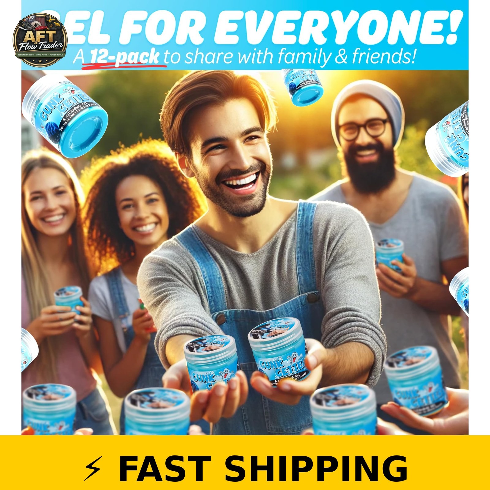 Gunk Getter 12 Pack Cleaning Gel for Cars, Office & More – Blue