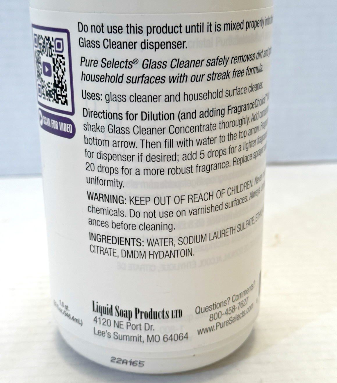 New Pure Selects Glass Cleaner Concentrate Sealed 32oz 1qt