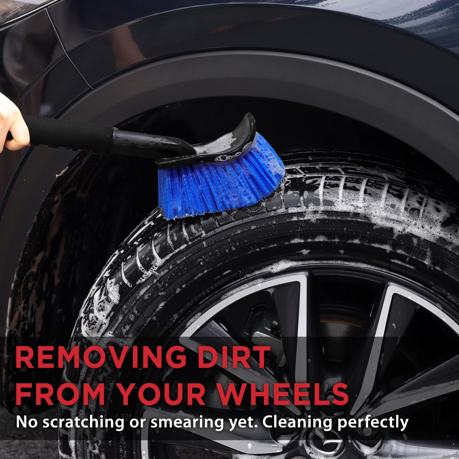 17.5″ Long Handle Wheel Tire Body Brush – Gentle Car Wash Brush for Safe Tire…