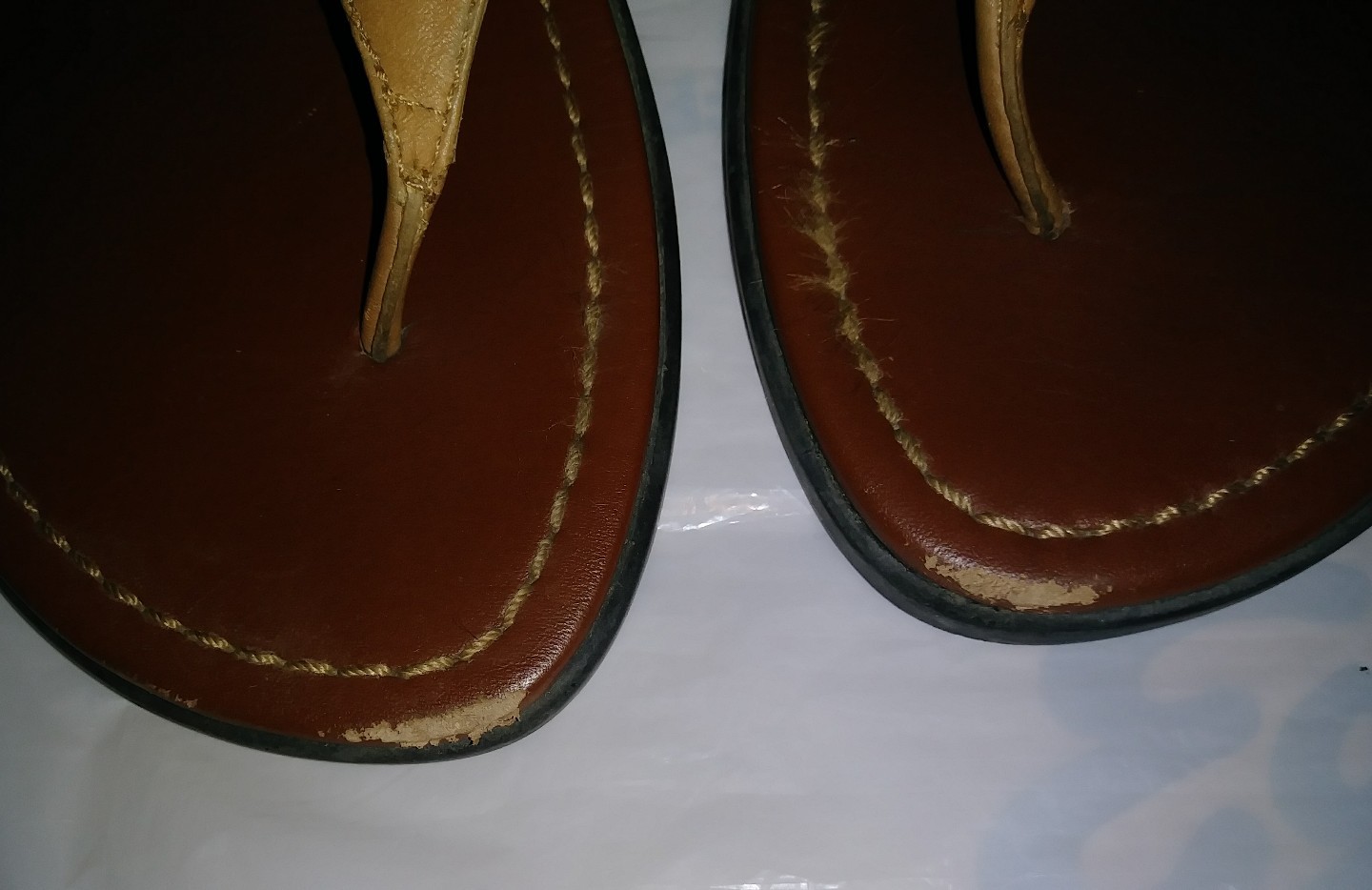NORM THOMPSON LEATHER SLIP-ON THONG SANDALS WOMEN US SIZE 7 MEDIUM #1530006 GC