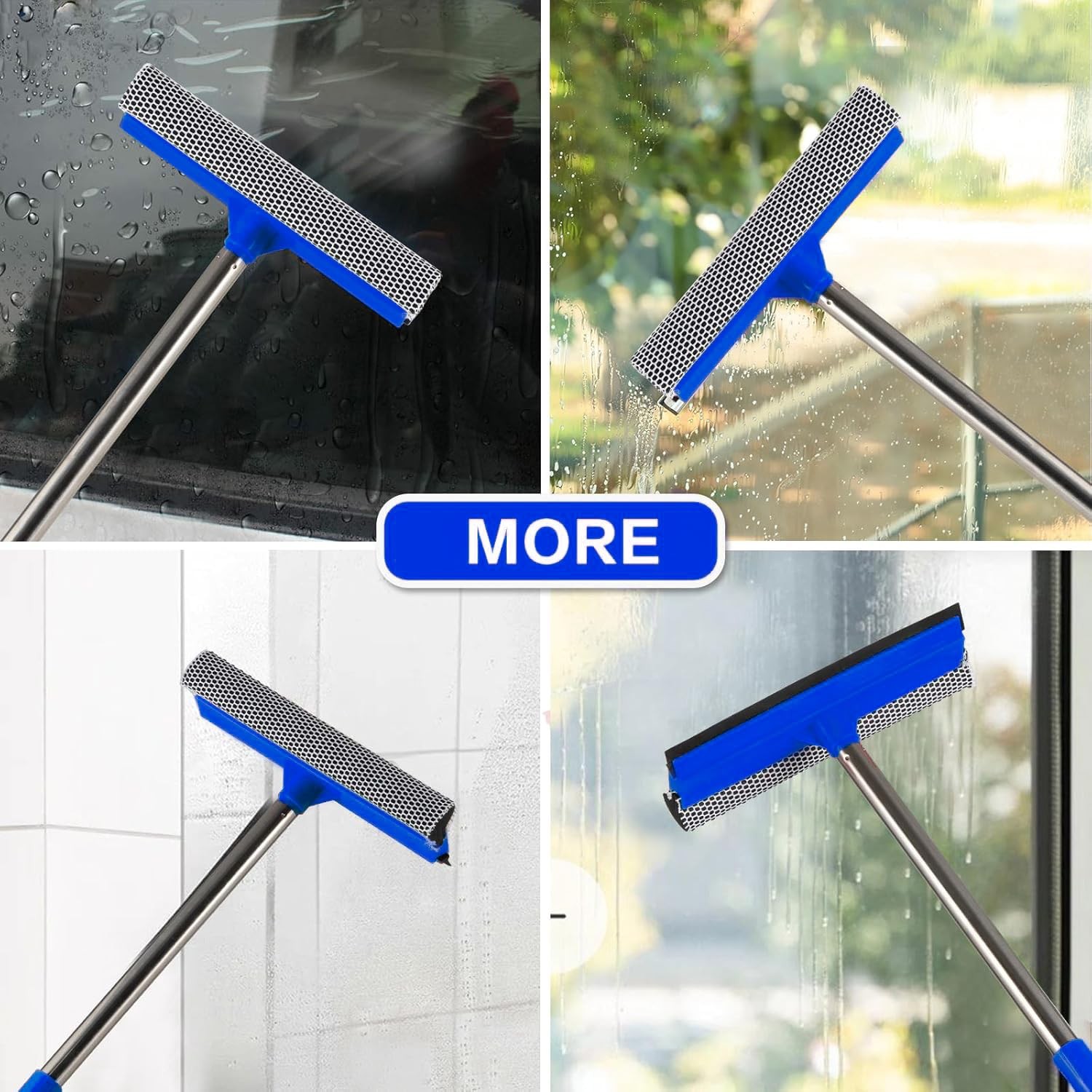 2 in 1 Window Squeegee,Car Window Cleaner Tool with 55″ Long Stainless Steel …