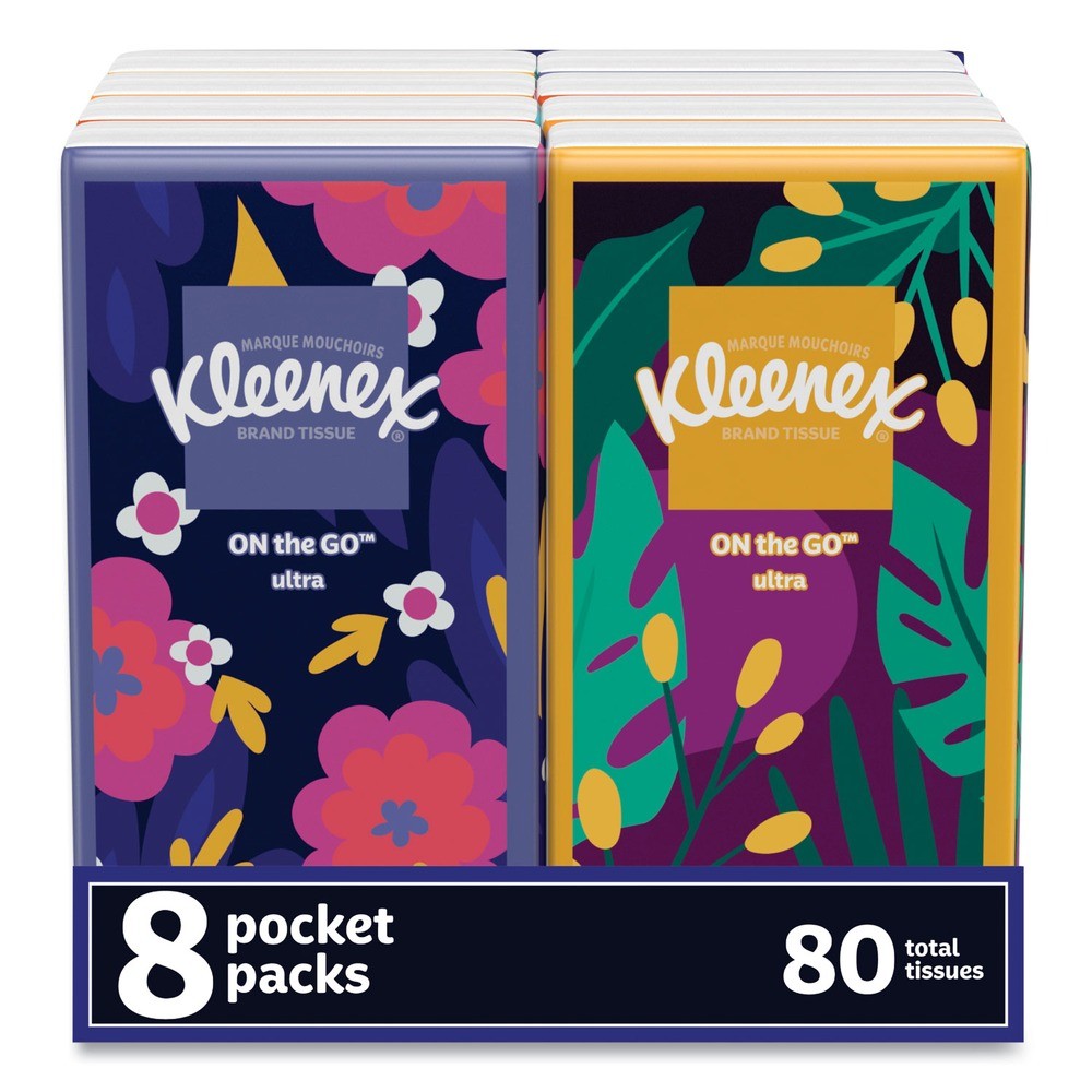 Kleenex 46651CT 3-Ply On The Go Packs Facial Tissues – White (12 Packs/CT) New