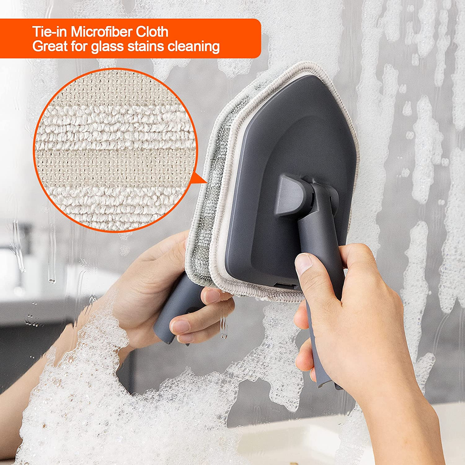 Tile Tub Scrubber Brush w/3 Different Function Cleaning Heads & 56″ Extendable H