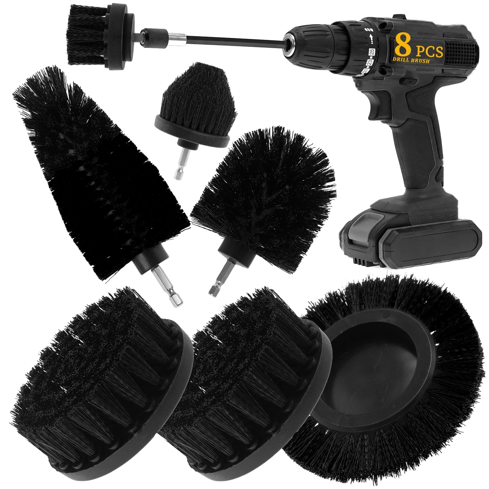 8 Pcs Drill Brush Attachment Set, Power Cleaning Scrub Brush Kit with Extend …