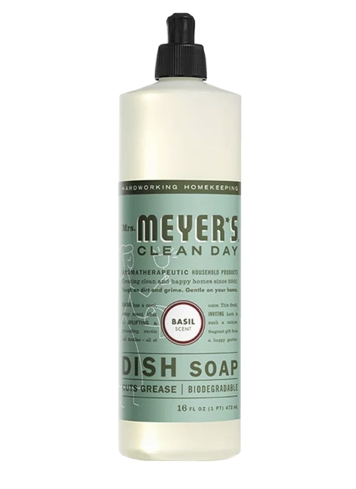 Mrs. Meyers Clean Day Dish Soap Basil 16oz Bottles Fresh Summer Scent New