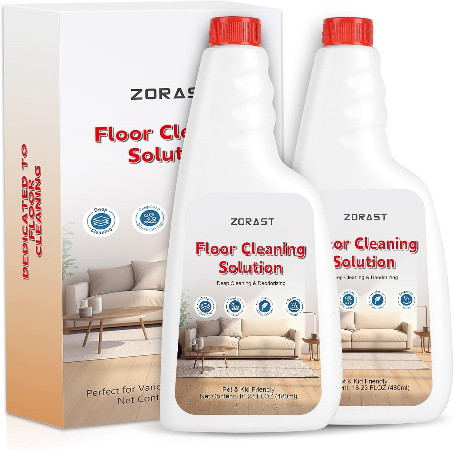 Floor Cleaning Solution 16.23 Fl Oz Pack of 2 for Roborock S7 S8 Q7 Q8