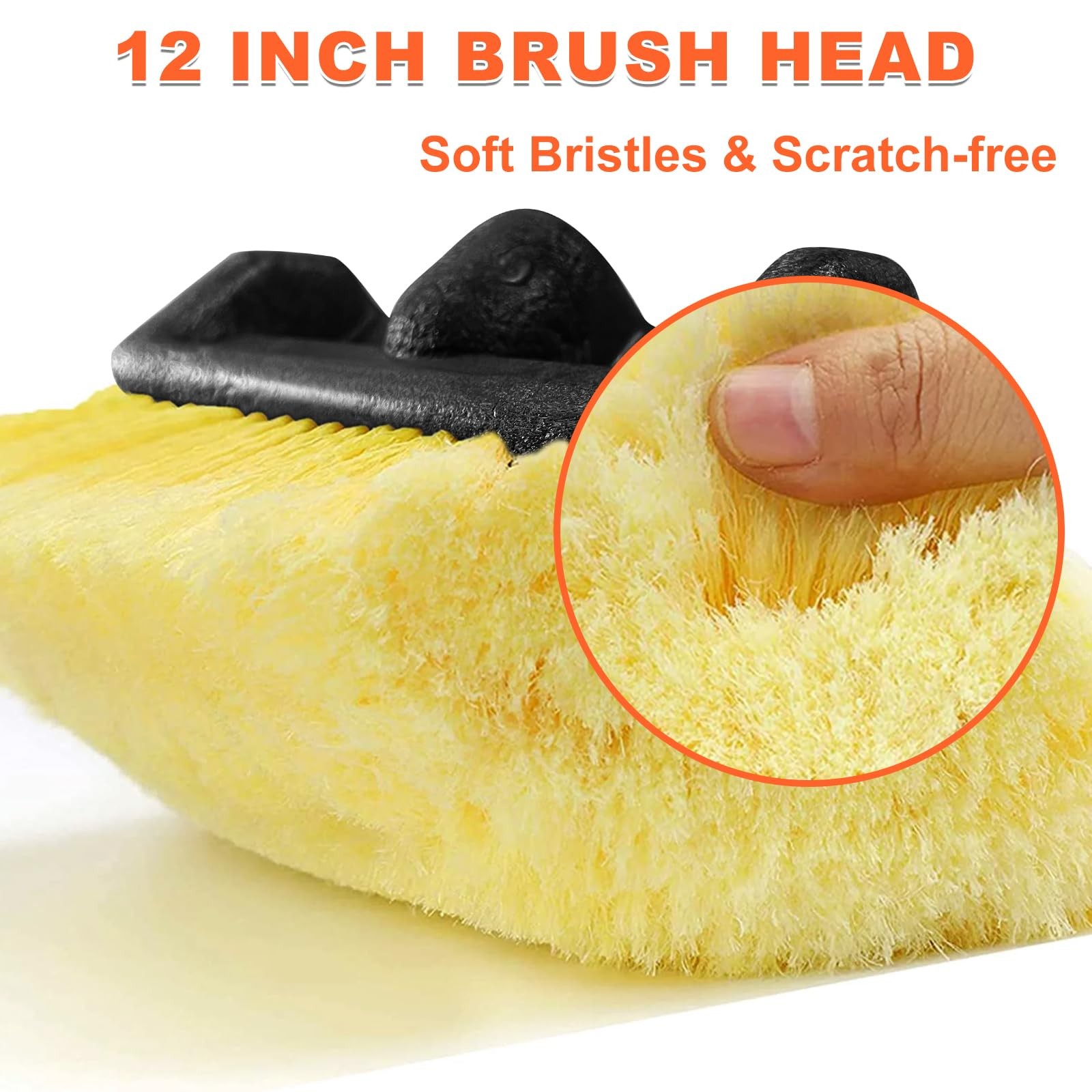 12FT Car Wash Brush with Long Handle, 12-Inch Soft Bristle, with Aluminium Te…