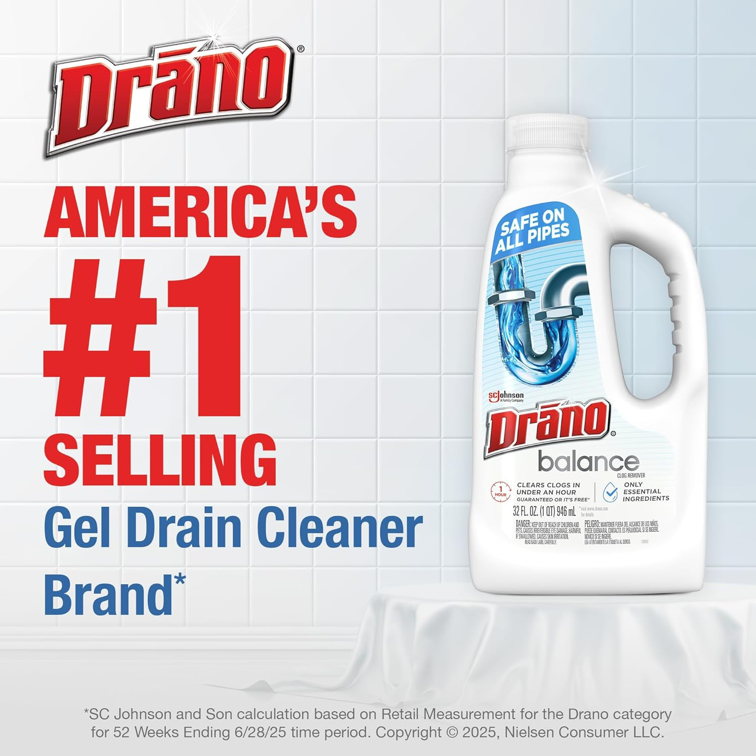 Drano Balance Drain Clog Remover and Cleaner, Non-Corrosive Formula, 32 Fl Oz
