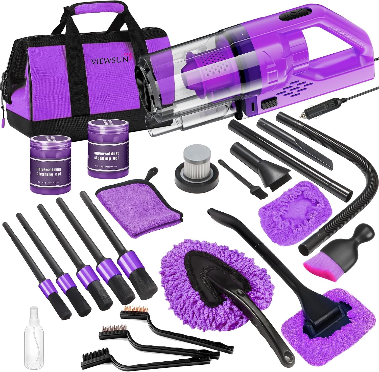 Car Cleaning Kit,CarInterior Detailing with Handheld Vacuum,Complete Accessories