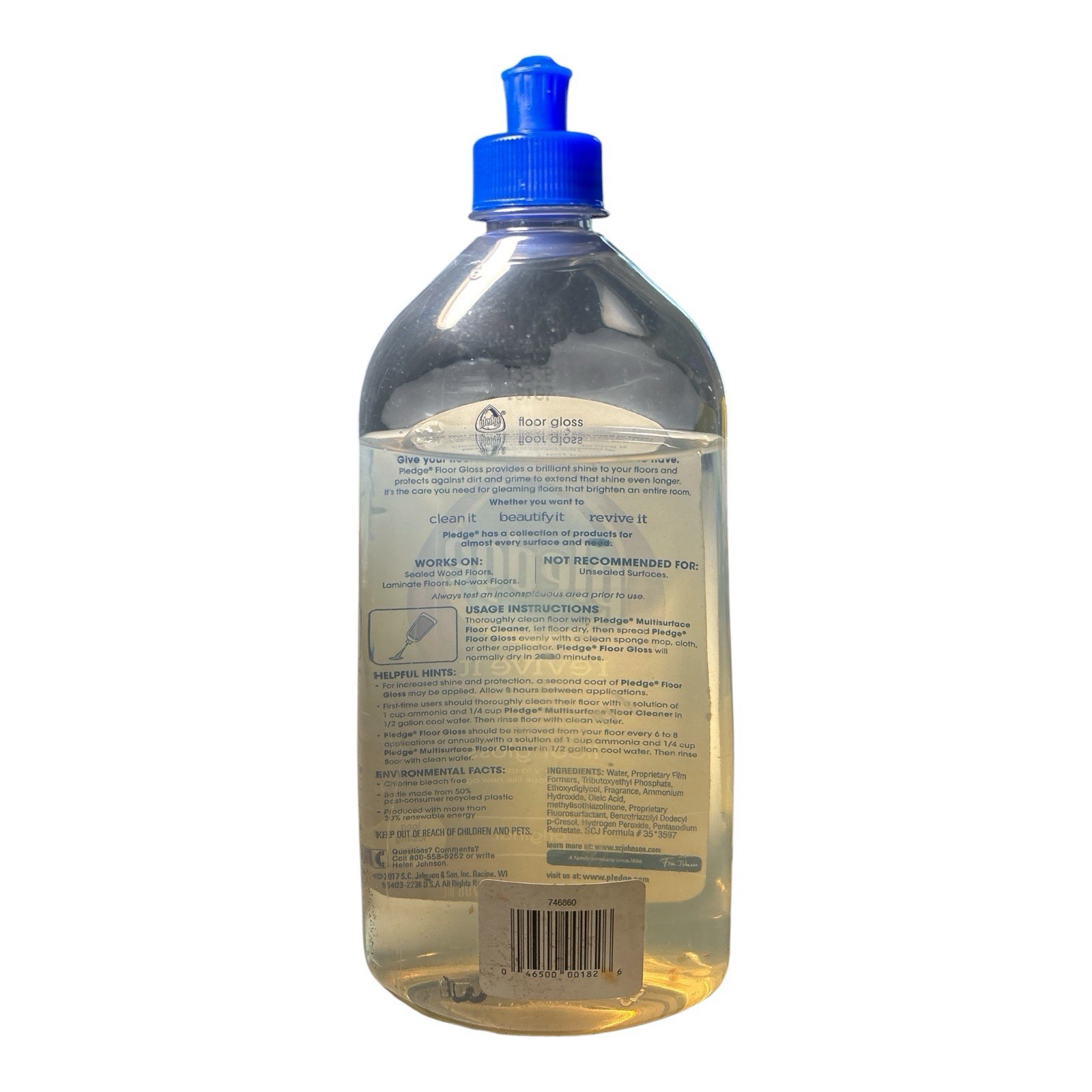 Pledge Revive It Original Floor Gloss Cleaner 27oz size USED ONCE 75% Full